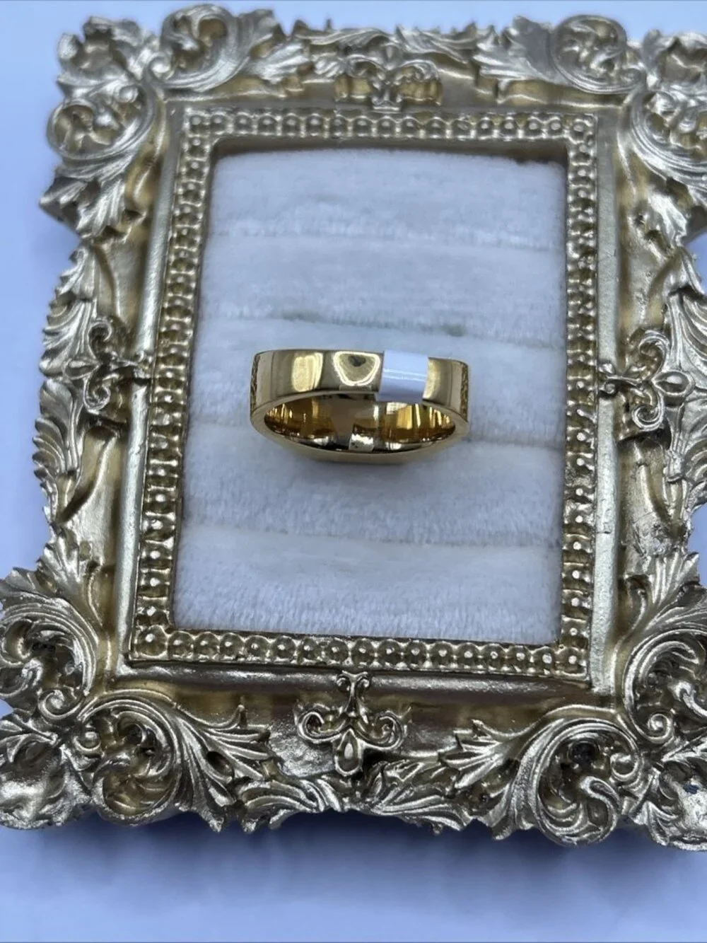 Vintage Gold Tone Signet Ring Red Rhinestone Square Size 8 NOS Mens Unisex